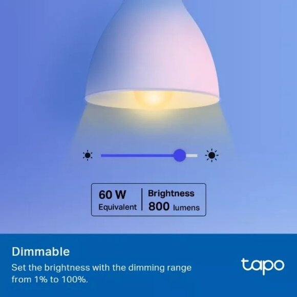 TP-Link Tapo Smart Light Bulbs, 16M Colors RGBW, Dimmable, Compatible with Alexa - Picture 9 of 9